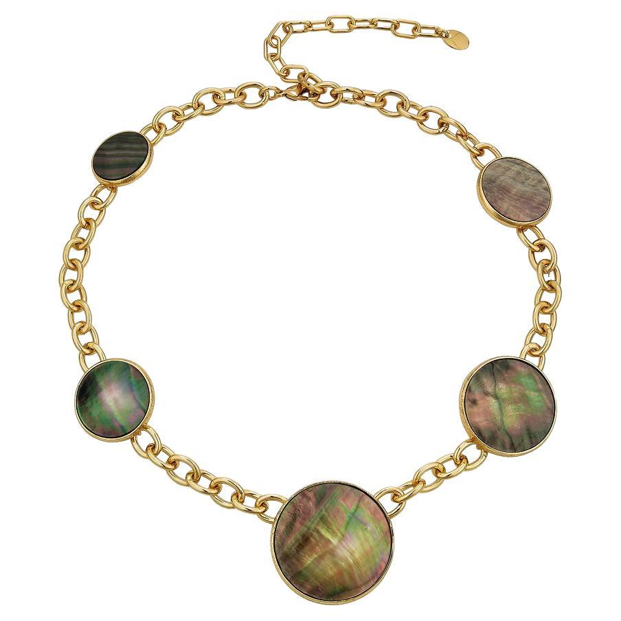 18K Gold Plated Abalone Mother Of Pearl Necklace For Sale