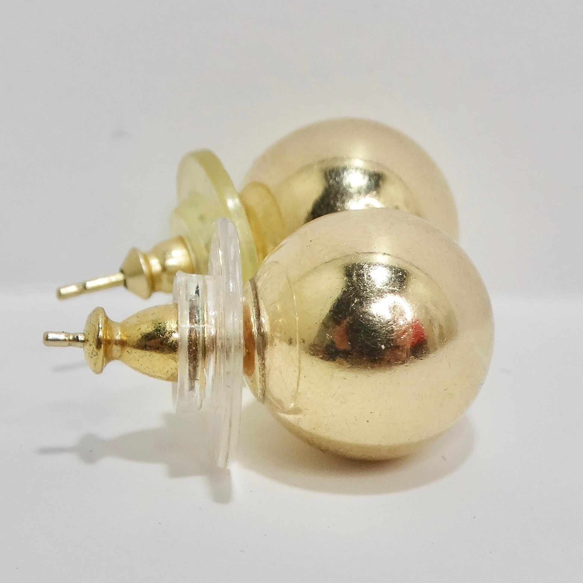18k Gold Plated Ball Stud Earrings In Good Condition For Sale In Scottsdale, AZ