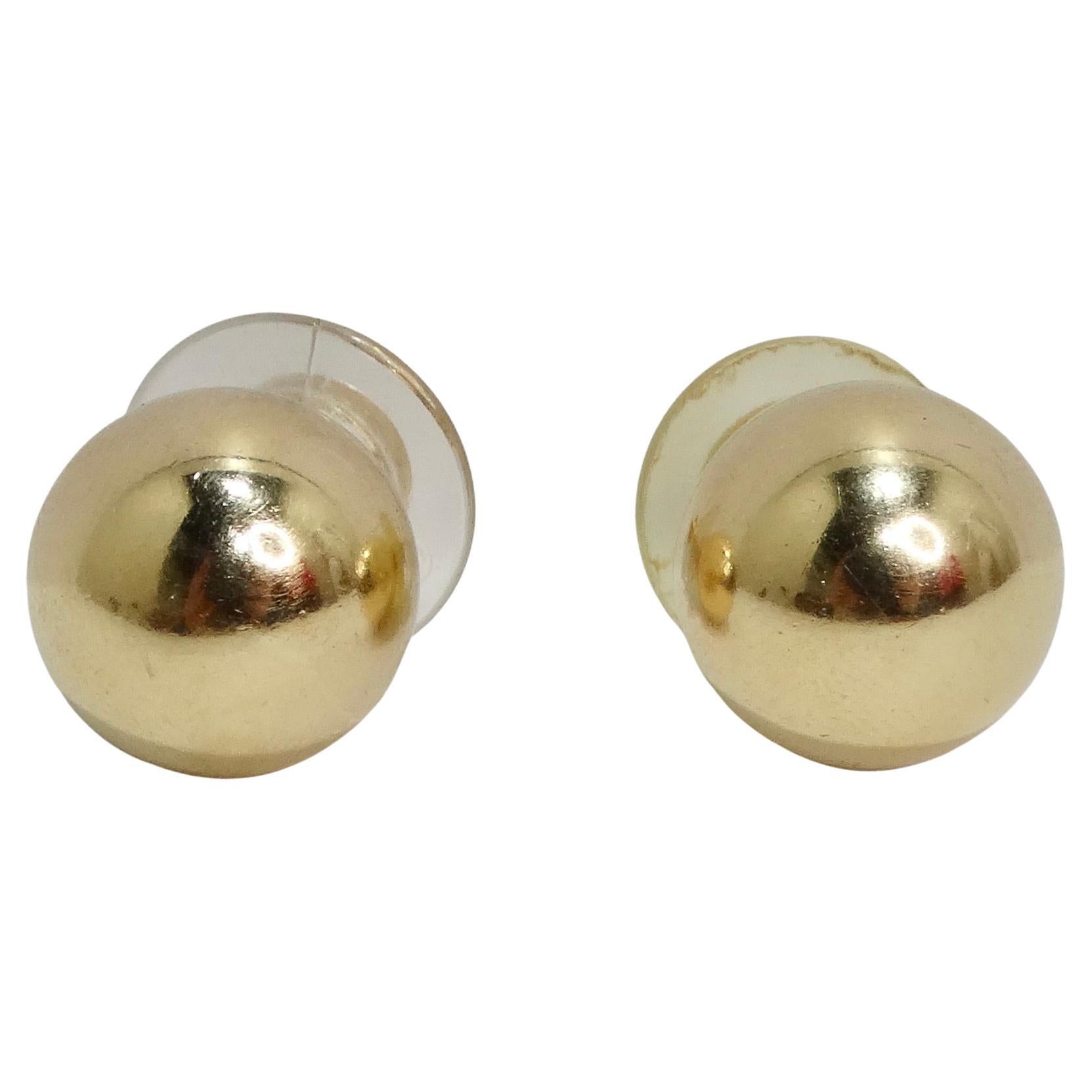 18k Gold Plated Ball Stud Earrings For Sale