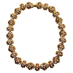 18k Gold Plated Chunky Link Vintage Choker Necklace