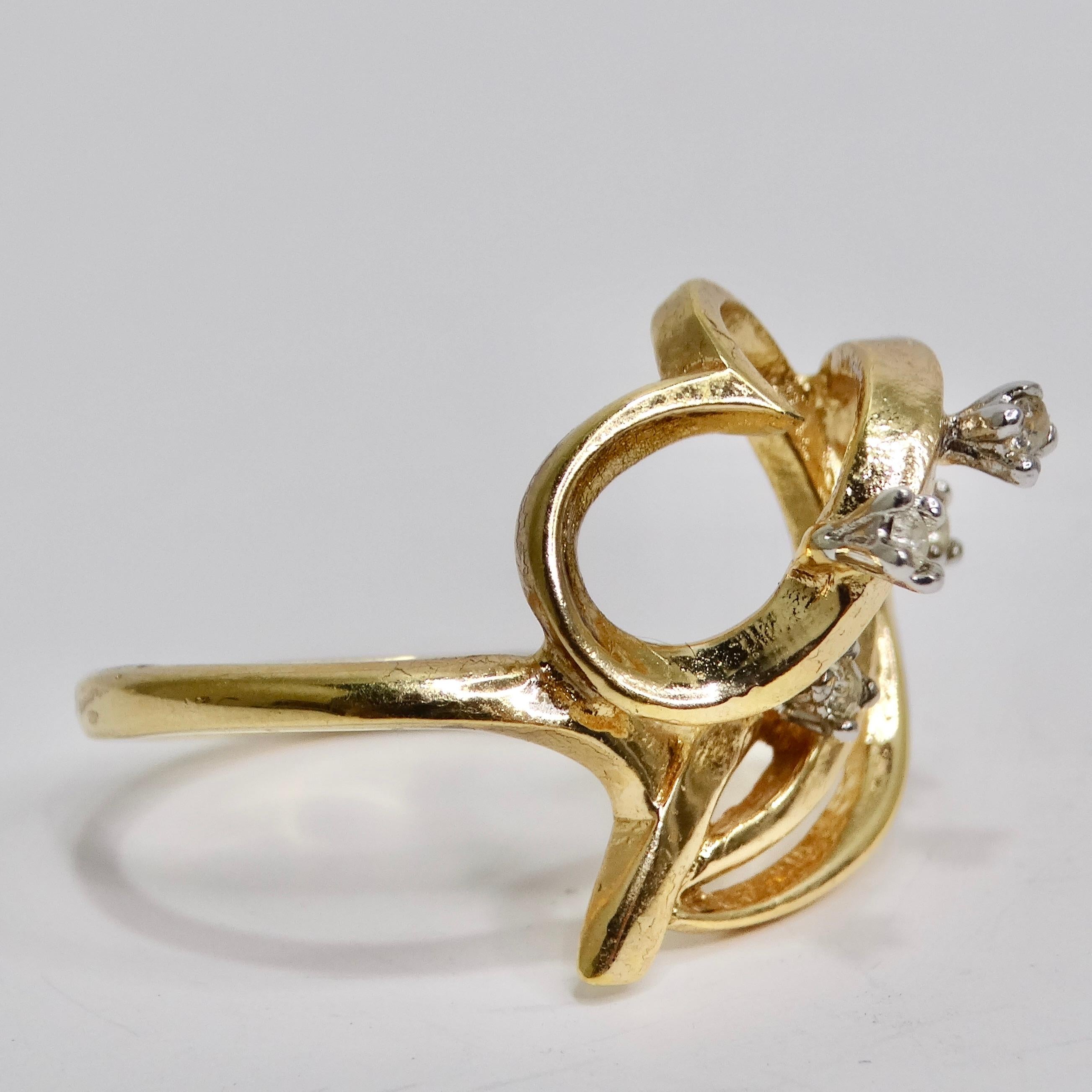 18K Gold Plated Crystal Bouquet Ring In Good Condition For Sale In Scottsdale, AZ