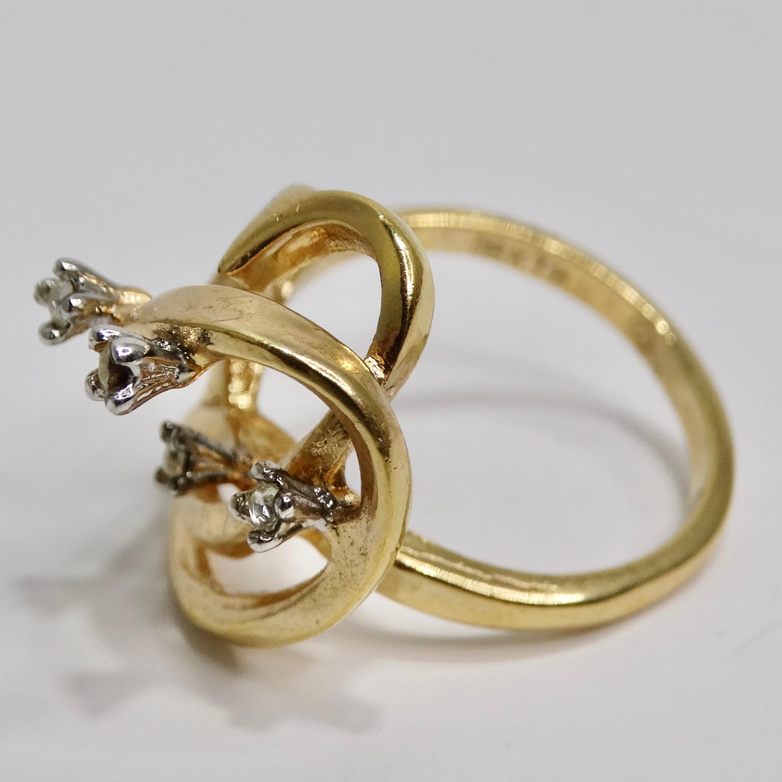18K Gold Plated Crystal Bouquet Ring For Sale 1