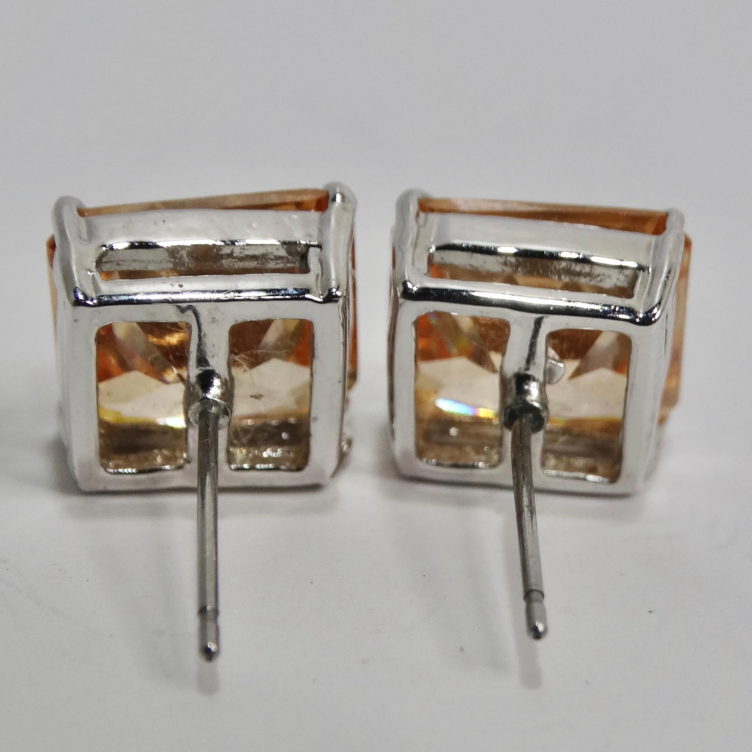 18K Gold Plated Honey Swarovski Synthetic Crystal Stud Earrings For Sale 1