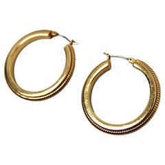 18k Gold Plated Hoop Earrings circa 1970s