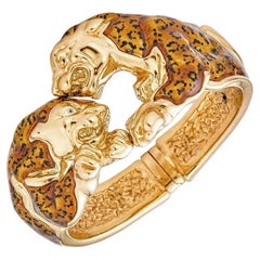 18K Gold Plated Leopard Bangle 