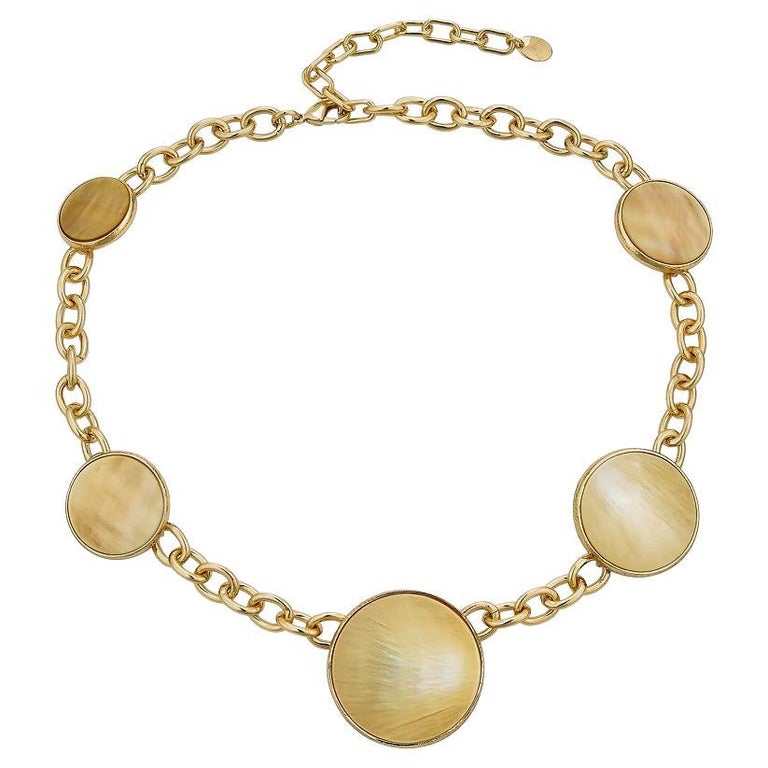 Waterproof Gold Mother Of Pearl Necklace