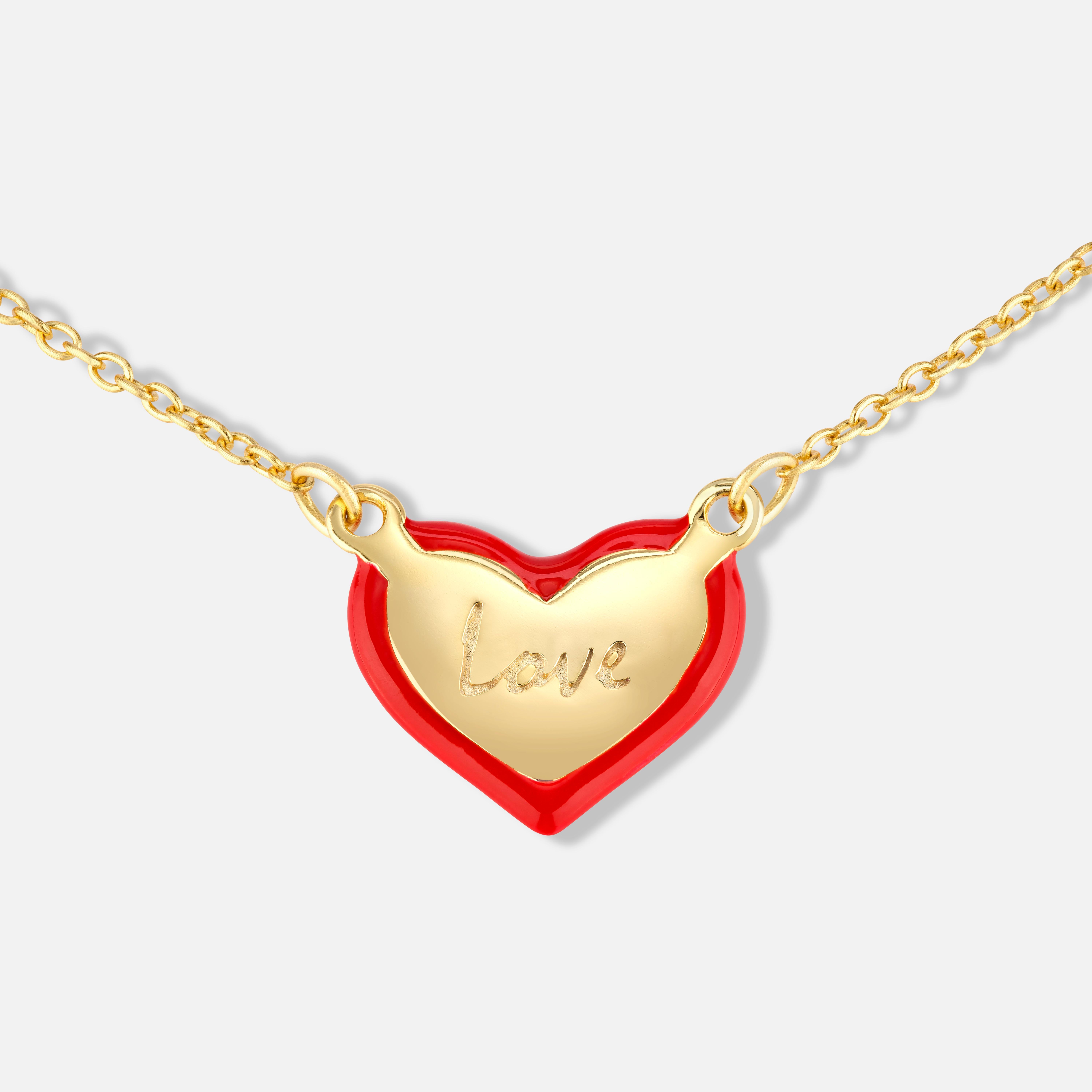 A perfect gift to your beloved and yourself. 

A classic, if not THE classic of all motifs, reinterpreted in a fresh and vibrant way.
The meticulously crafted silver chain is 18K gold-plated. The enamel heart is crafted in 3D, giving it a full