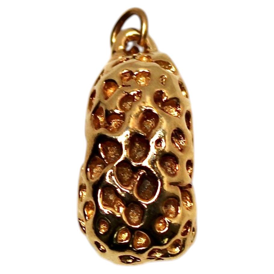 Ciondolo vintage a forma di arachide placcato oro 18 carati