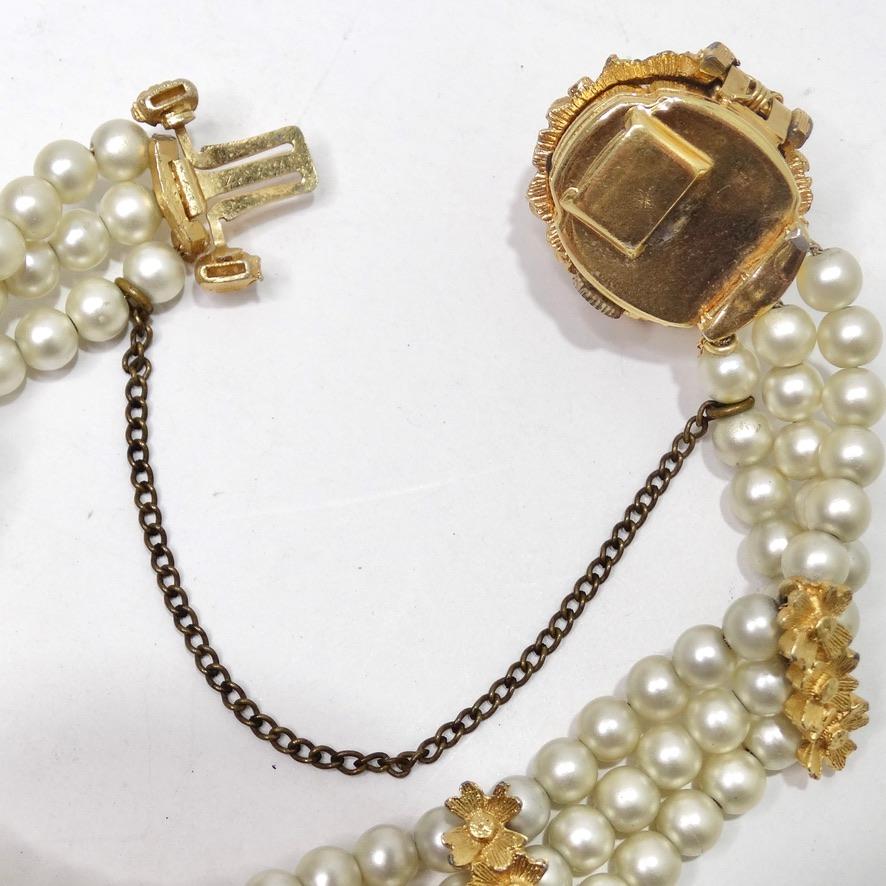 Bracelet montre cachée en perles plaqué or 18K Excellent état - En vente à Scottsdale, AZ
