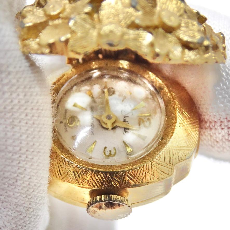 18K vergoldetes Perlenarmband mit versteckter Uhr im Angebot 1