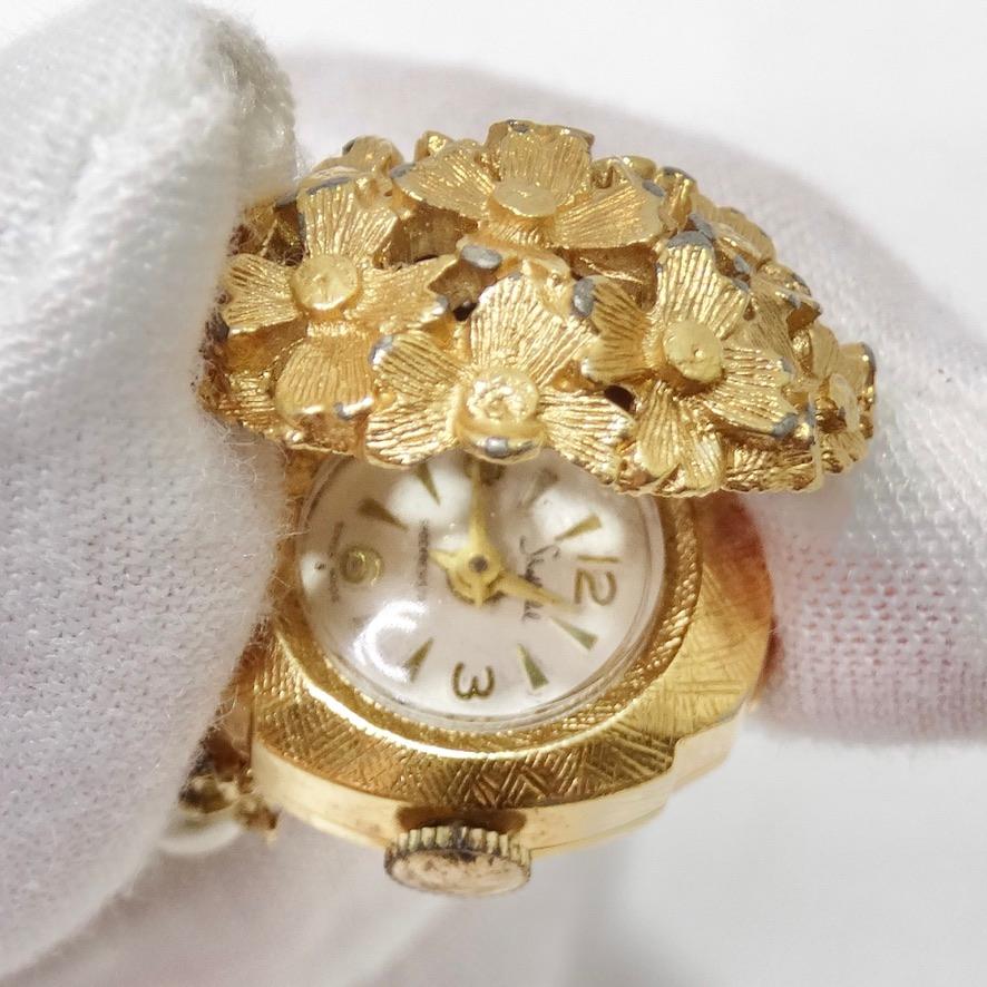 18K vergoldetes Perlenarmband mit versteckter Uhr im Angebot 2