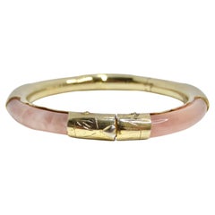 Vintage 18K Gold Plated Pink Glass Cuff Bracelet