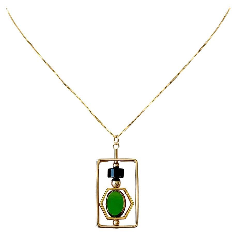 Argento placcato oro 18 carati Art x  Collana con gemme di onice nero 2502N in vendita