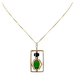 18K Gold-plated Silver Art x  Black Onyx Gemstone 2502N Necklace