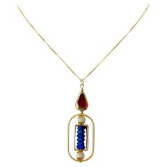 18K Gold-plated Silver Art x Lapis Lazuli Gemstone Necklace
