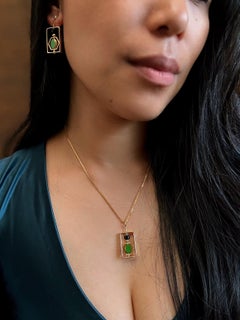 18K Gold-plated Silver Art x Onyx Gemstone Earrings 2502E