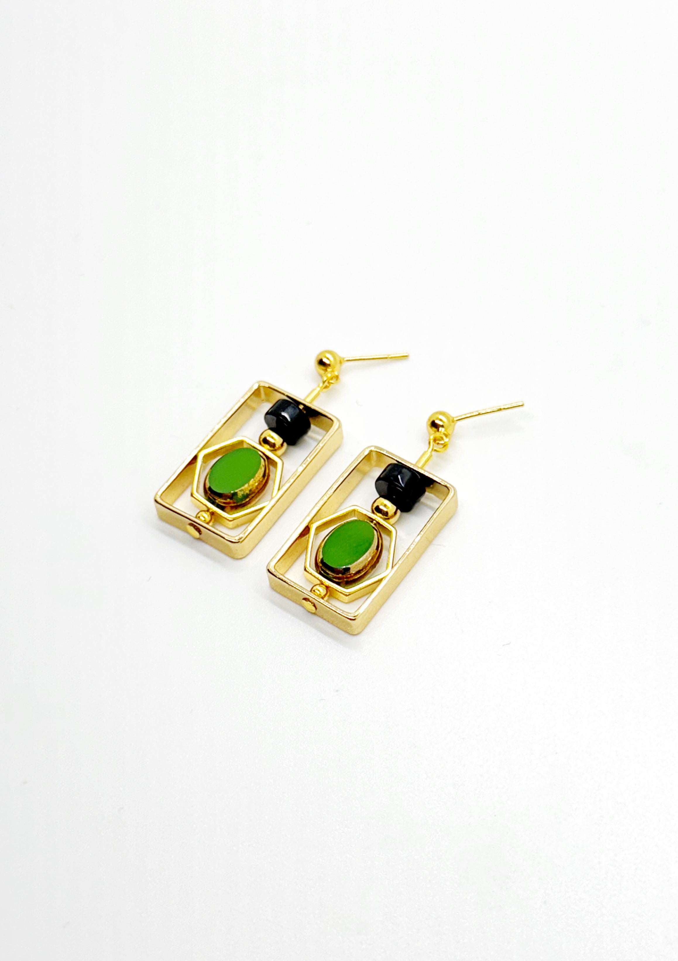 Perlina Orecchini in argento placcato oro 18K Art x Onice 2502E in vendita