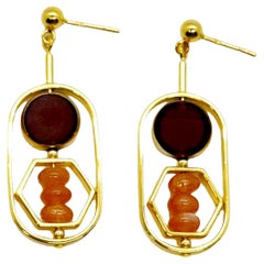 18K Gold-plated silver Art x Sunstone Gemstone Earrings