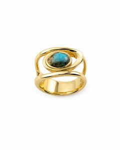 Argent sterling plaqué or 18 carats et labradorite, bague « Fini » de Nathalie Edenburg