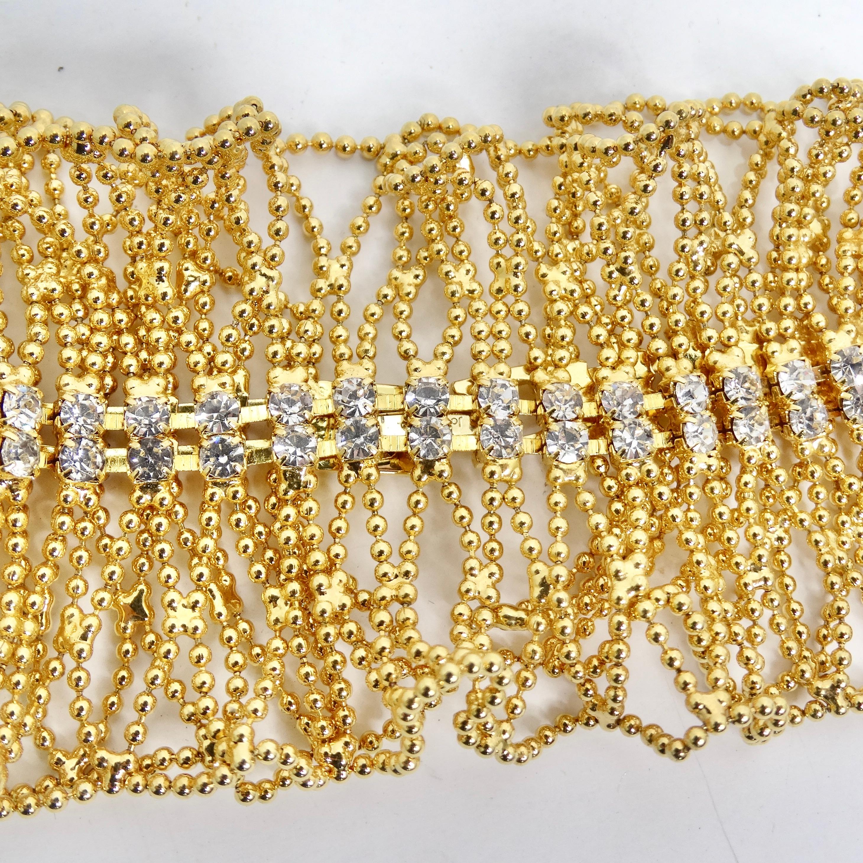 18K Gold Plated Swarovski Crystal Bracelet In Excellent Condition For Sale In Scottsdale, AZ