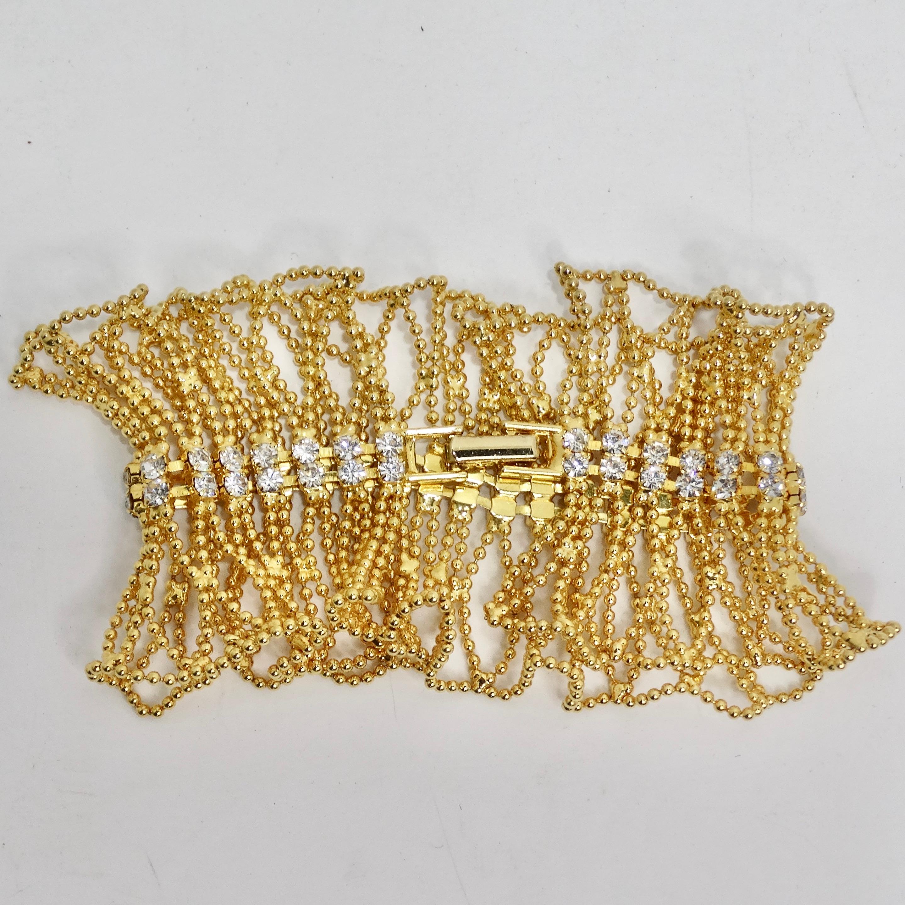 Bracelet plaqué or 18 carats en cristal Swarovski Unisexe en vente