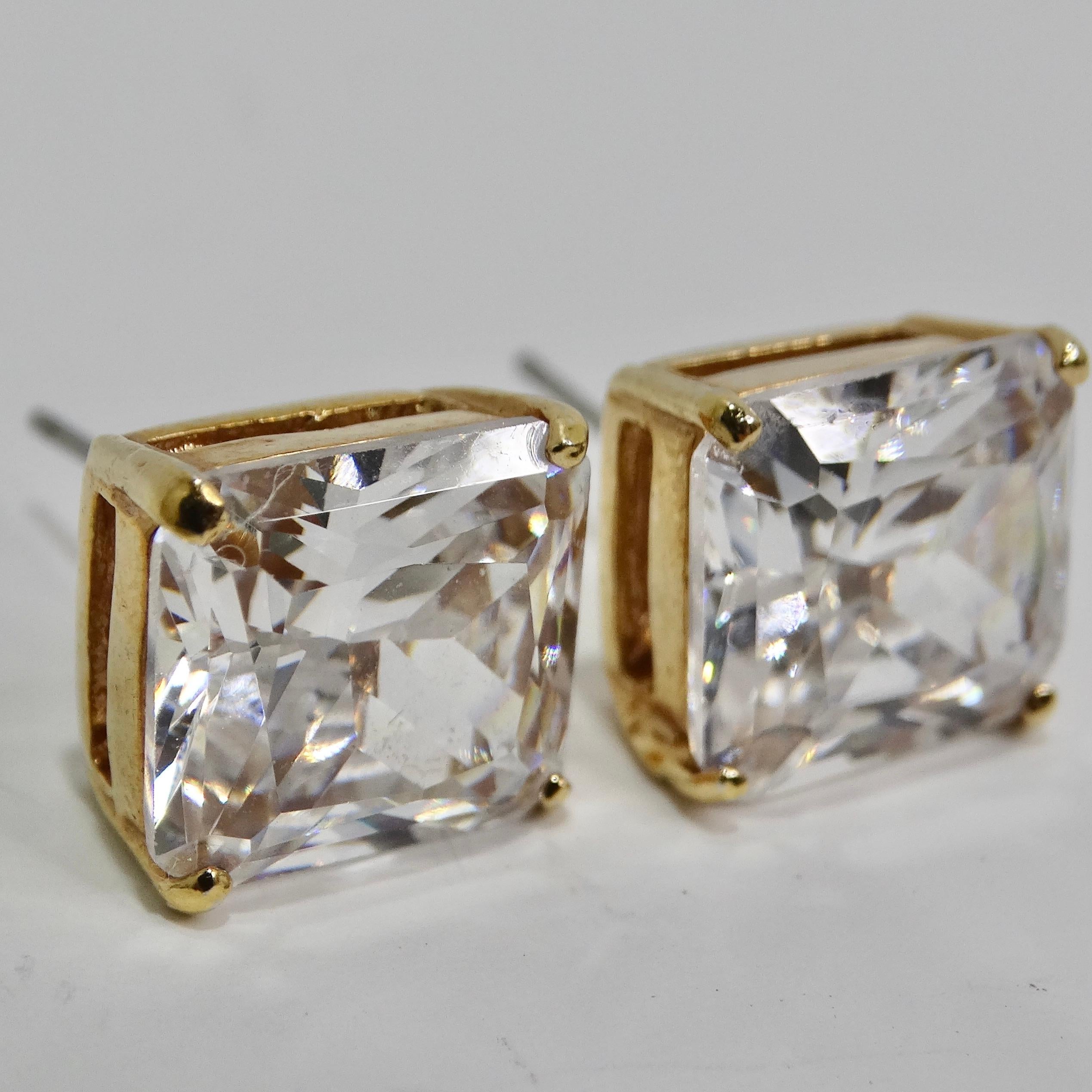 18K Gold Plated Swarovski Synthetic Crystal Stud Earrings In Good Condition In Scottsdale, AZ