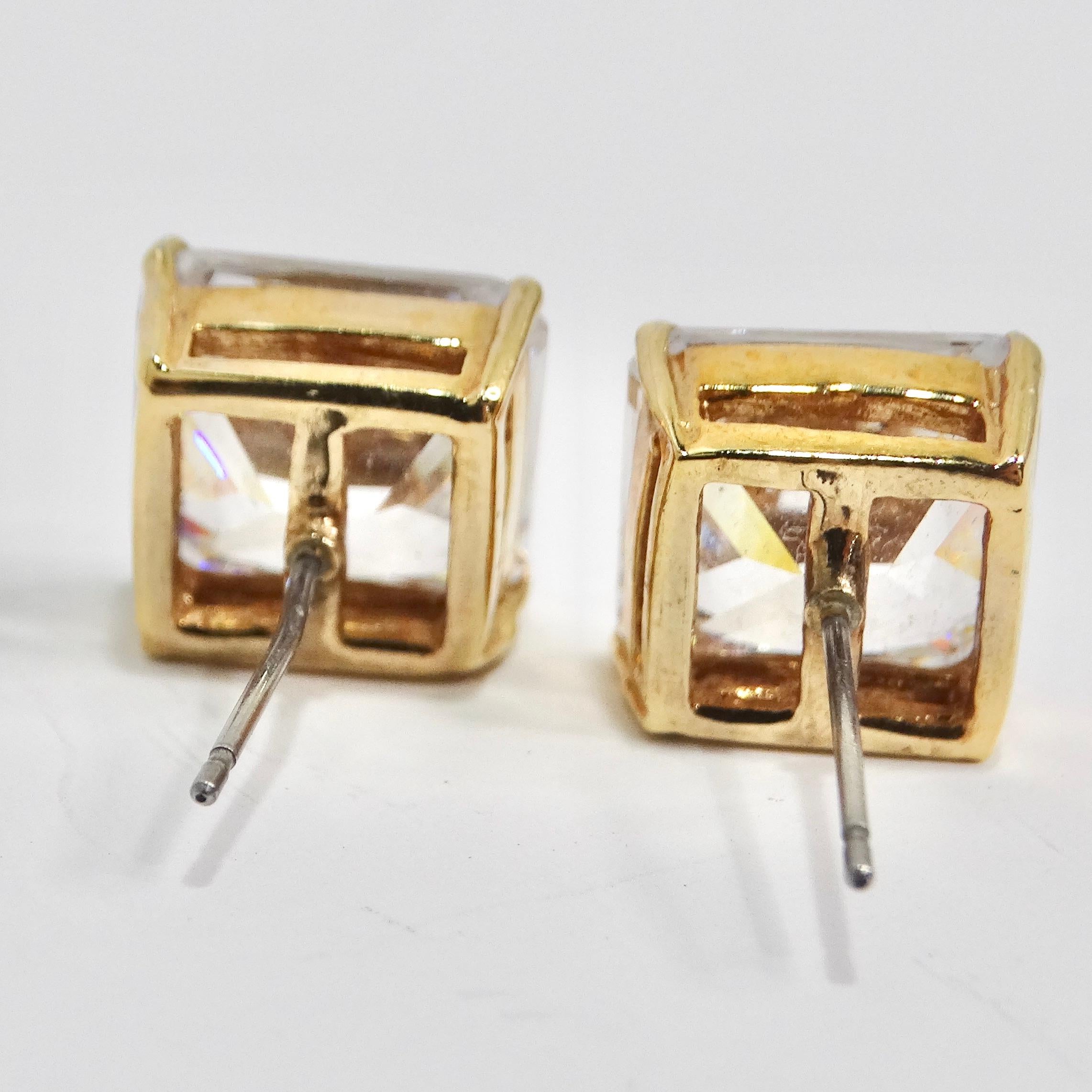 18K Gold Plated Swarovski Synthetic Crystal Stud Earrings 1