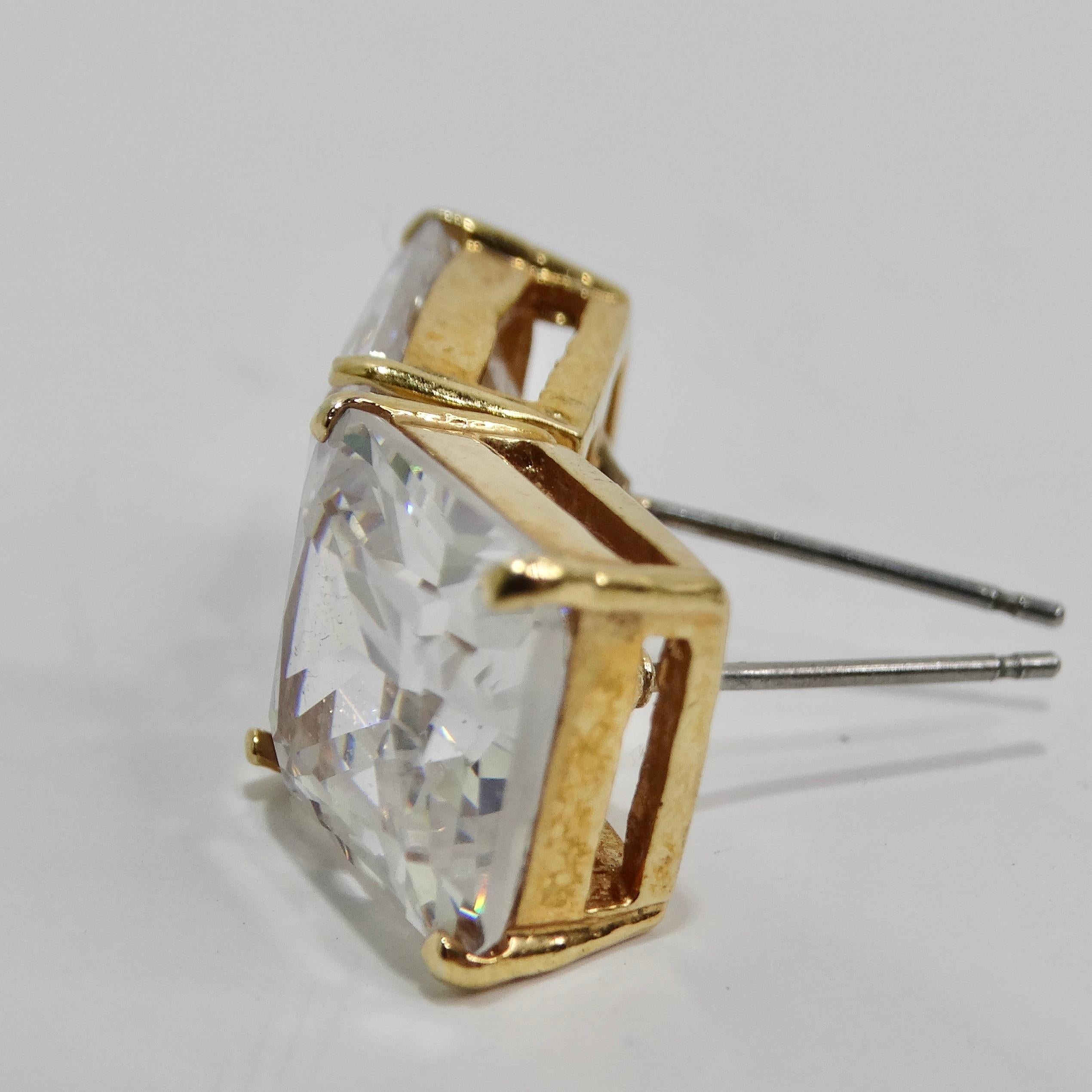 18K Gold Plated Swarovski Synthetic Crystal Stud Earrings 2