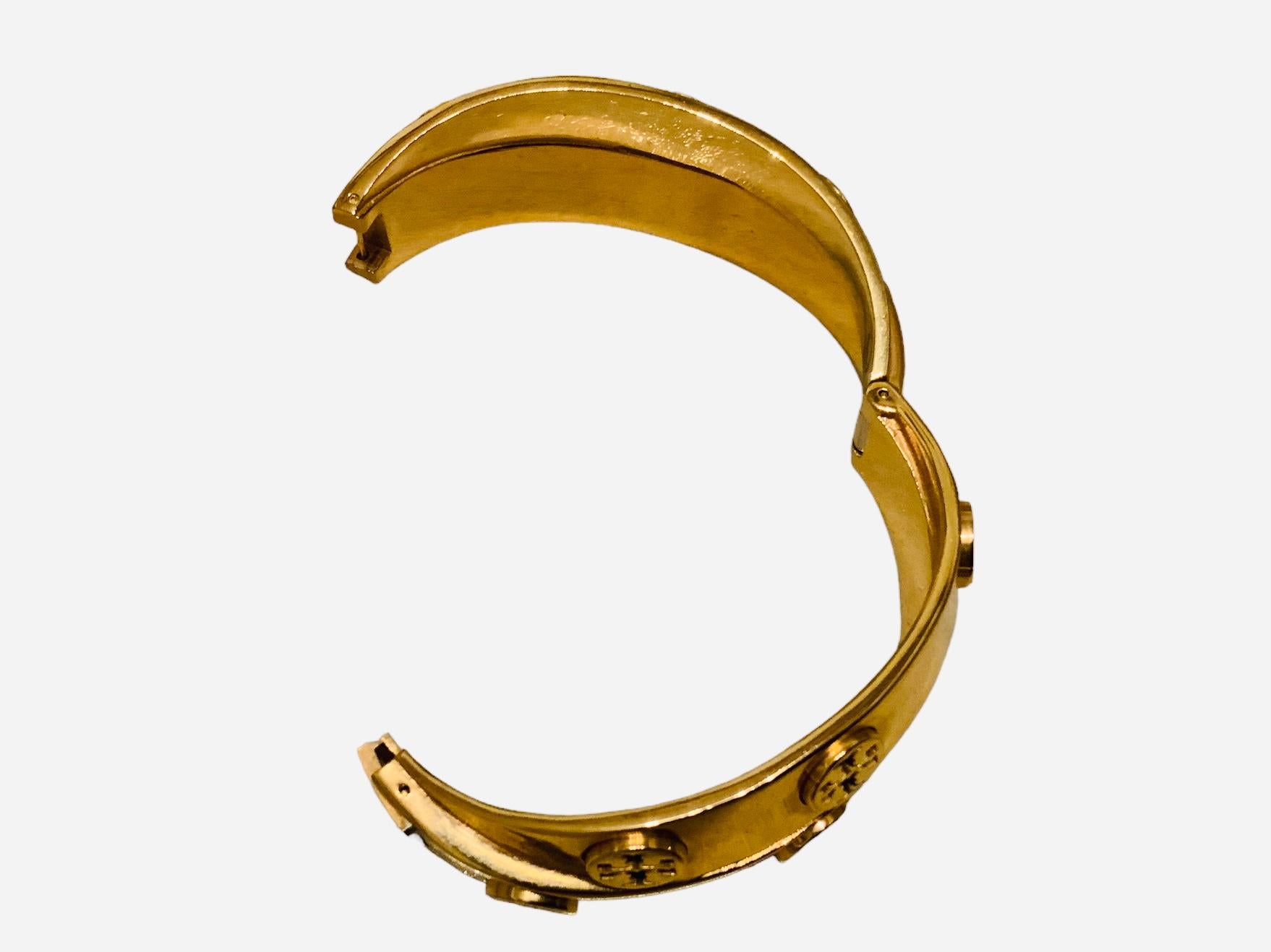 Contemporaneo Bangle con cerniera Tory Burch placcato oro 18K in vendita