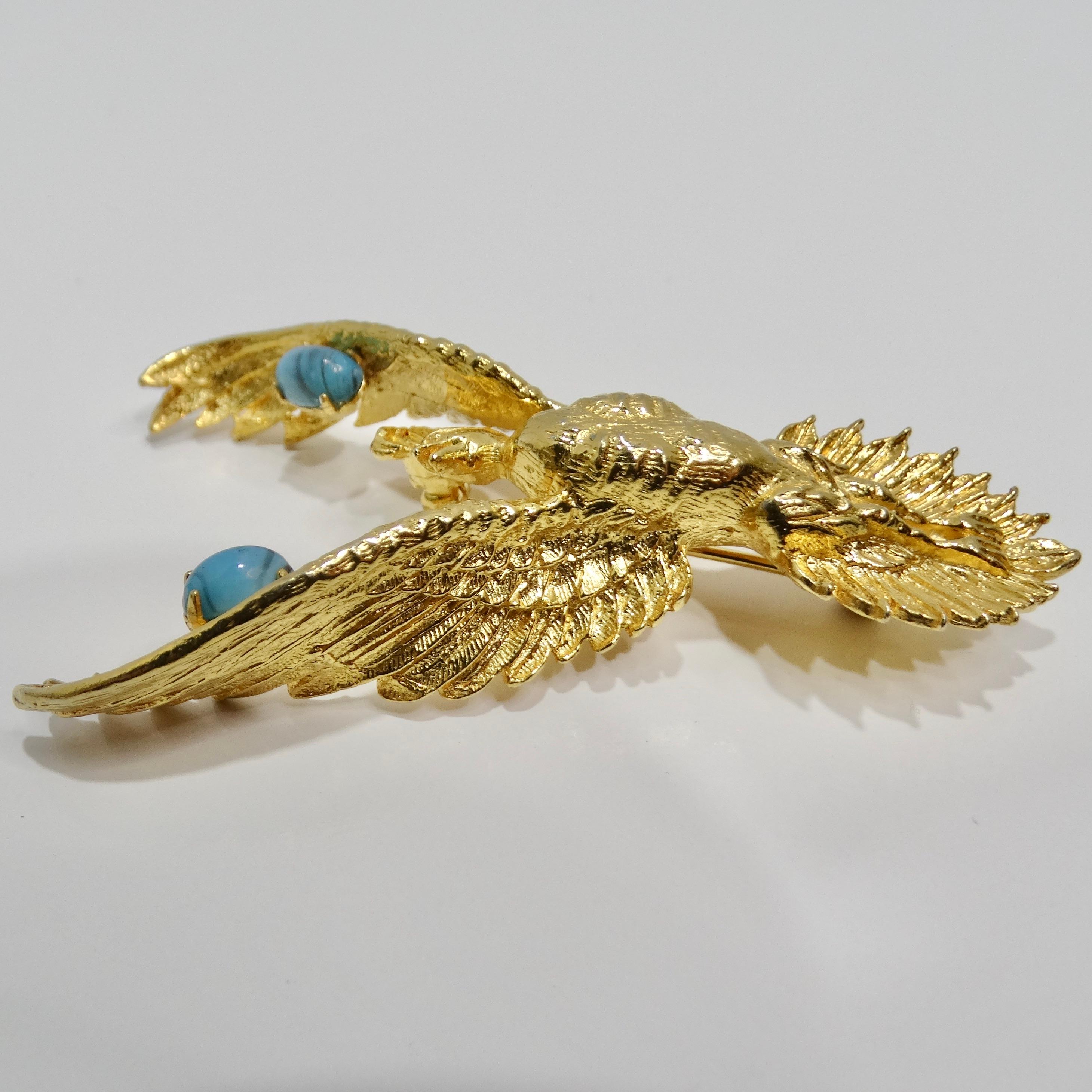 18K Gold Plated Vintage Phoenix Brooch For Sale 2
