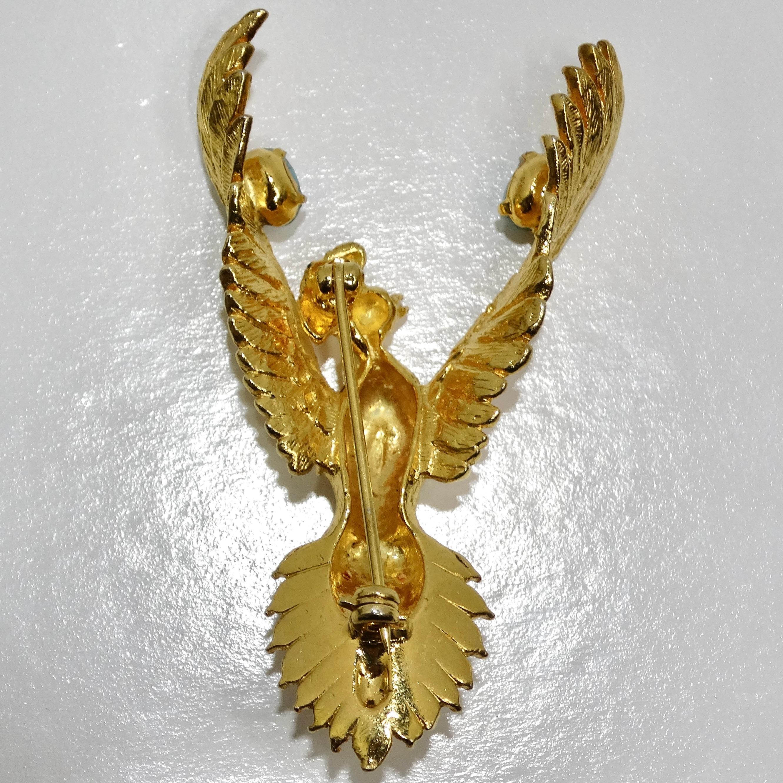 18K Gold Plated Vintage Phoenix Brooch For Sale 4
