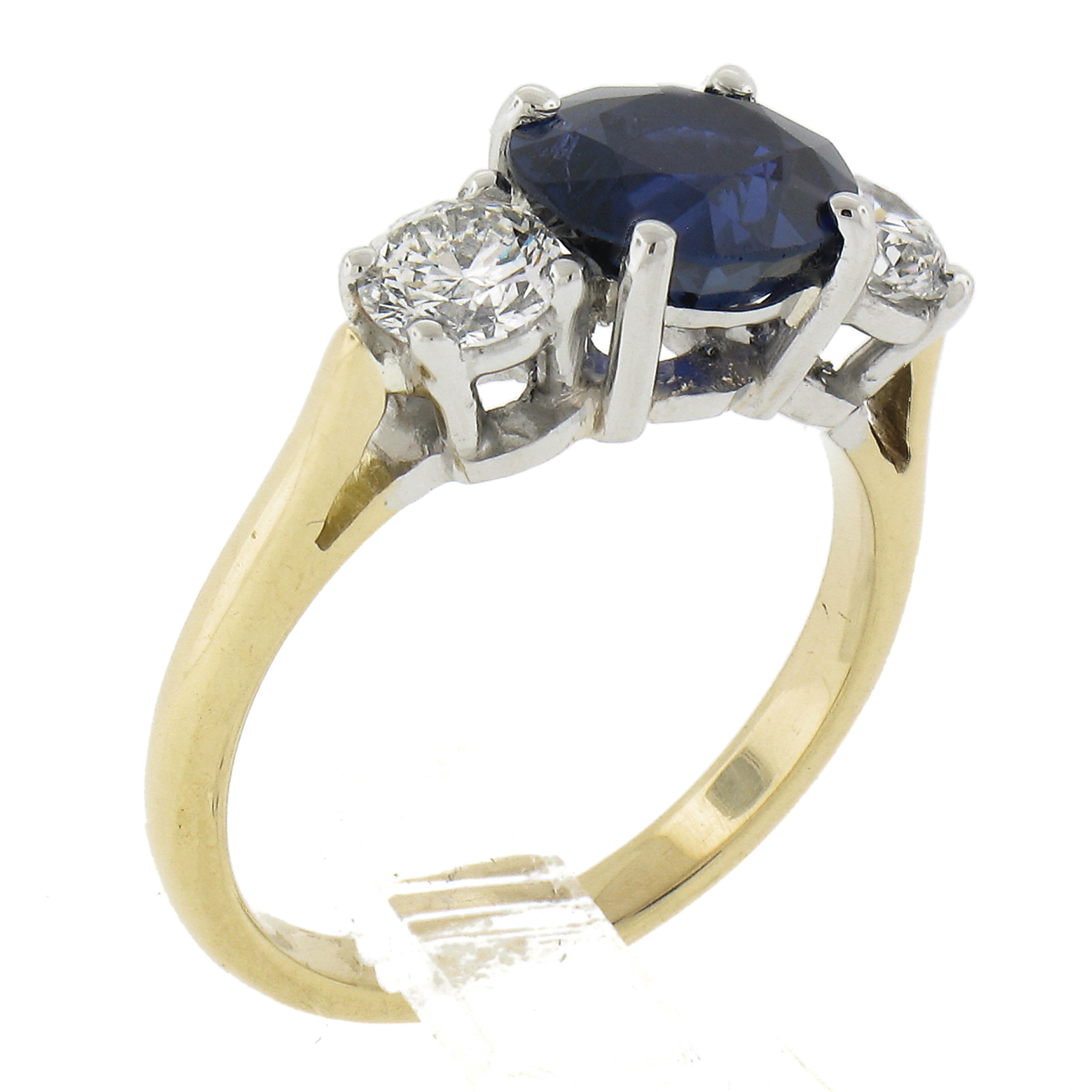 18k Gold & Platinum 1.94ctw Gia No Heat Burma Sapphire W/ Diamond Sideways Ring For Sale 5