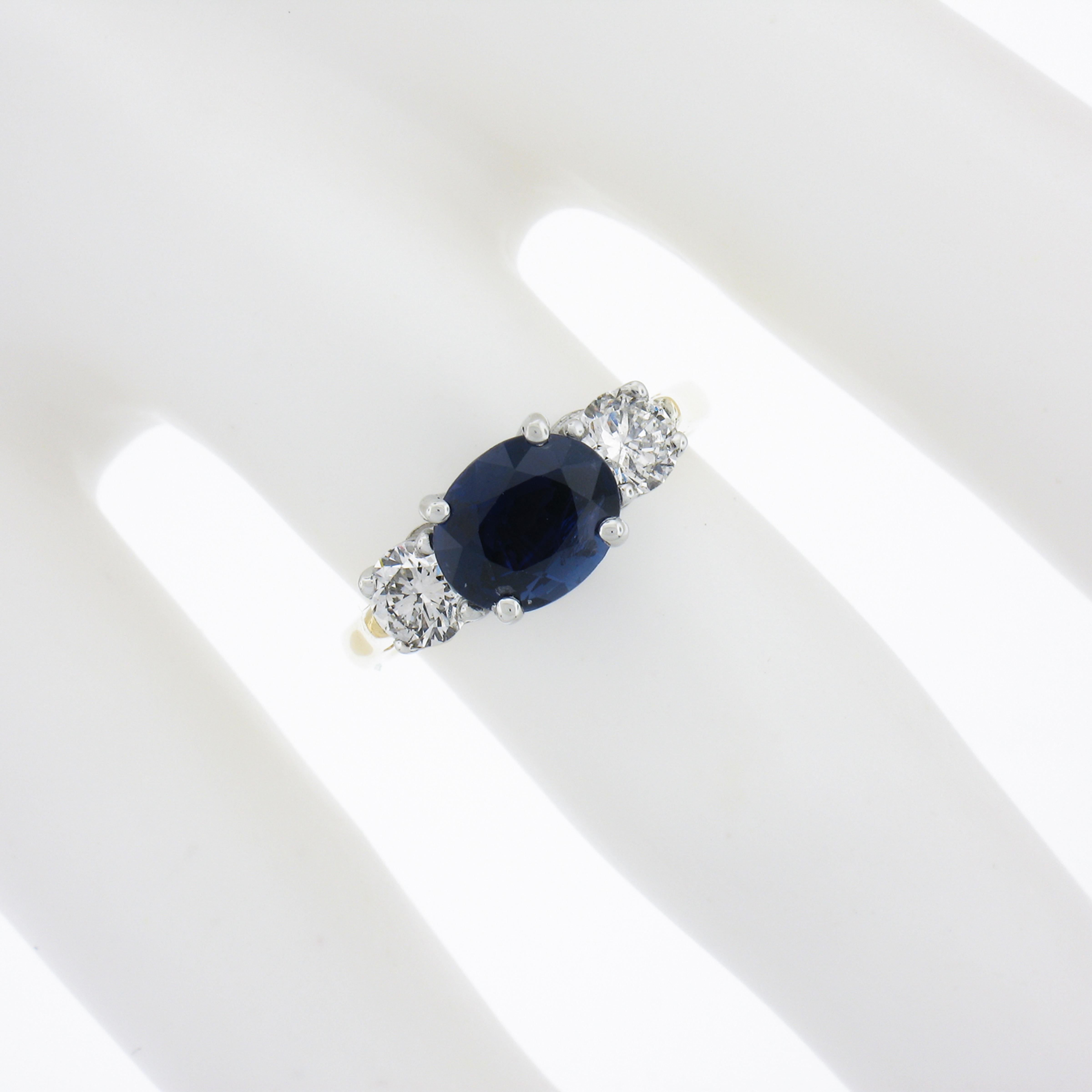 Bague en or 18 carats et platine avec saphir de Birmanie non chauffé de 1,94 carat, sans chaleur et diamants Unisexe en vente