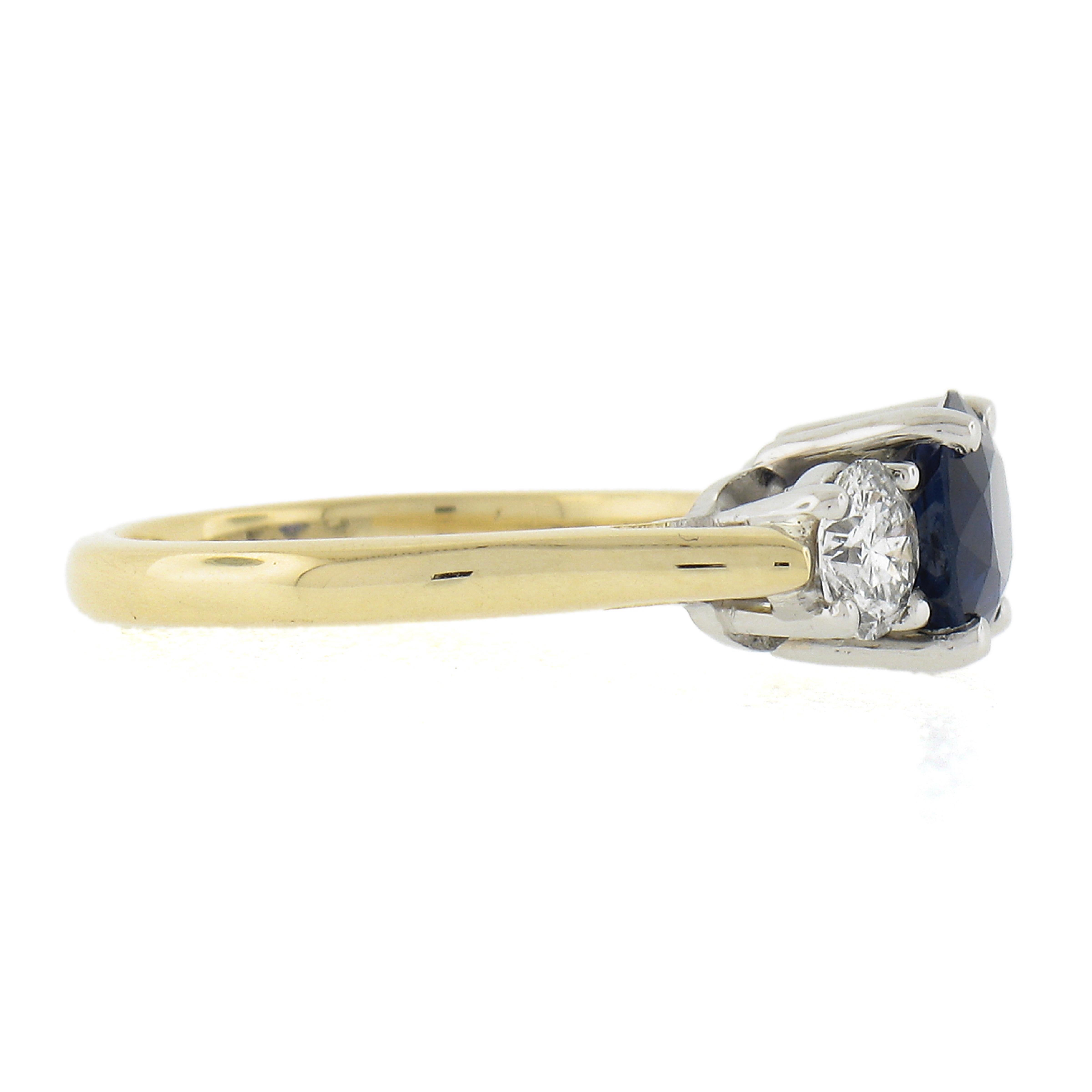 18k Gold & Platinum 1.94ctw Gia No Heat Burma Sapphire W/ Diamond Sideways Ring For Sale 1