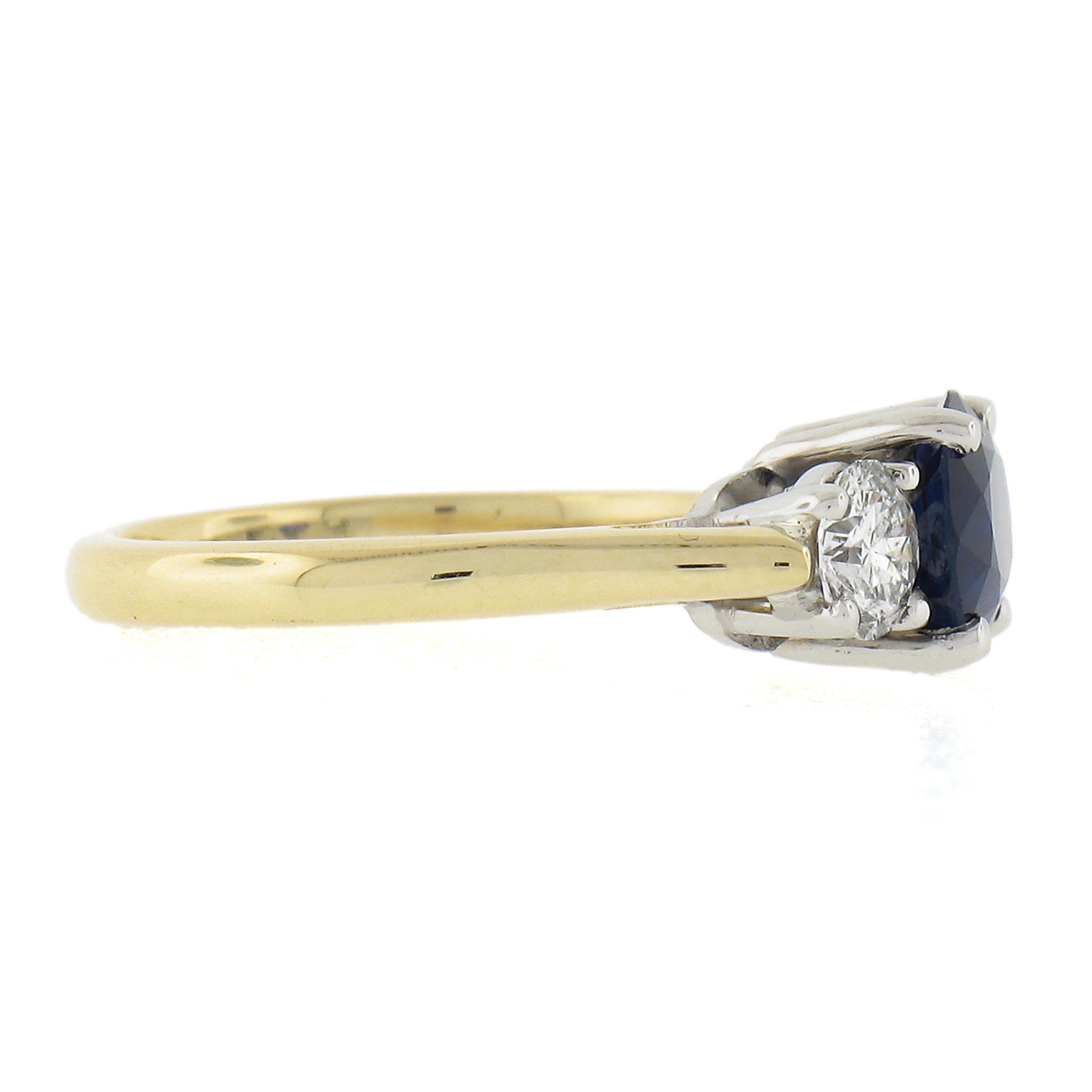 Bague en or 18 carats et platine avec saphir de Birmanie non chauffé de 1,94 carat, sans chaleur et diamants en vente 1