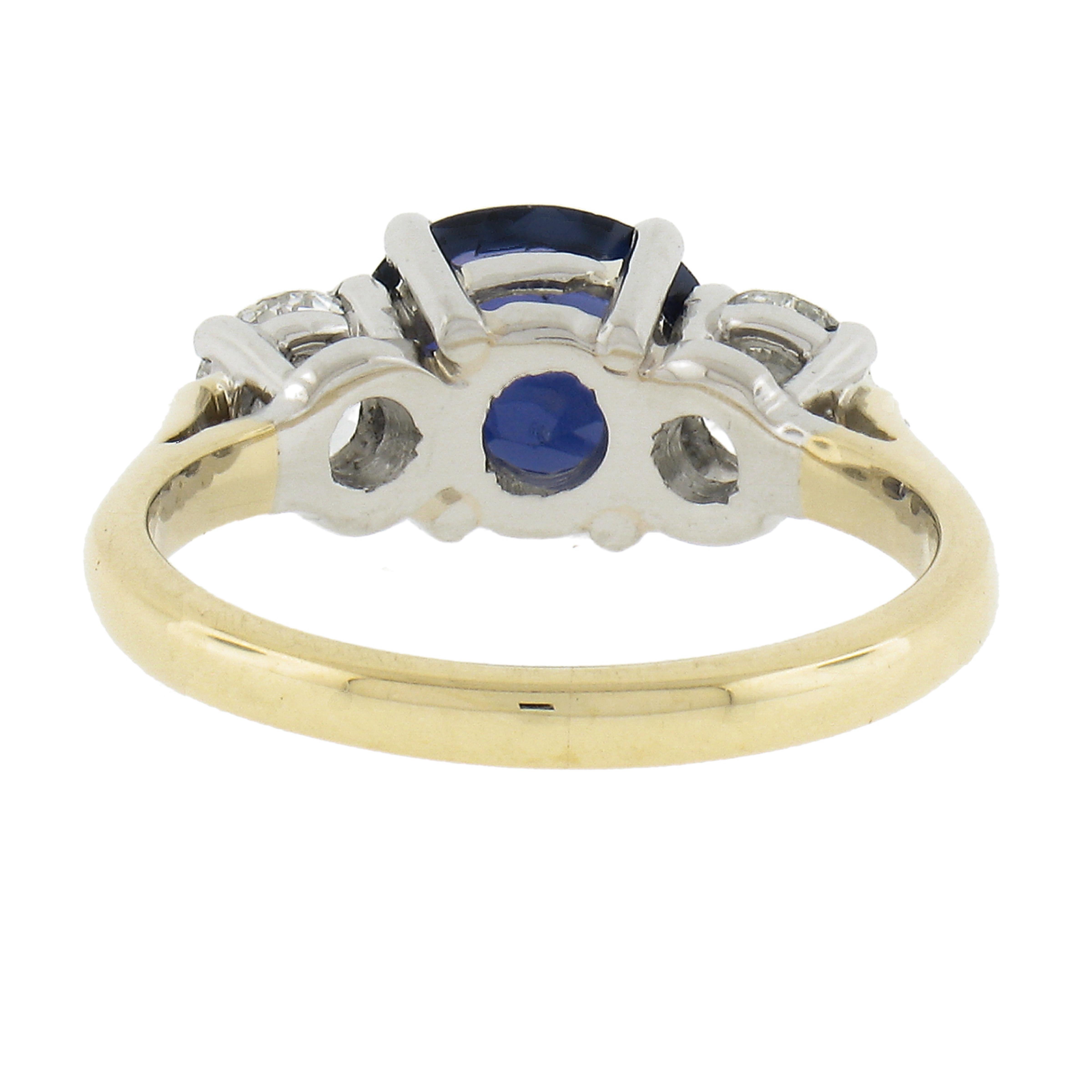 18k Gold & Platinum 1.94ctw Gia No Heat Burma Sapphire W/ Diamond Sideways Ring For Sale 3