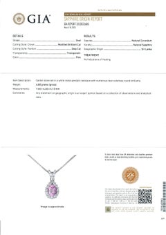 18k Gold & Platinum 2.16ctw GIA No Heat Pink Sapphire Diamond Pendant Necklace