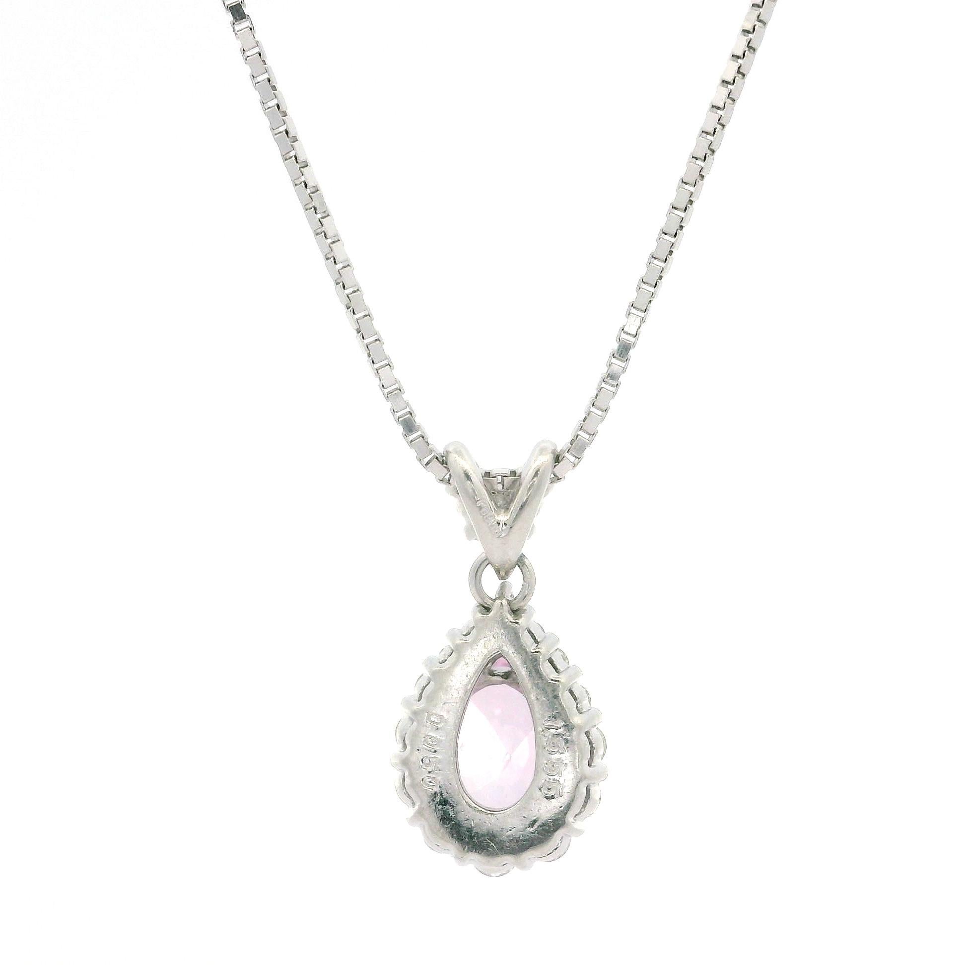 Women's 18k Gold & Platinum 2.16ctw GIA No Heat Pink Sapphire Diamond Pendant Necklace For Sale