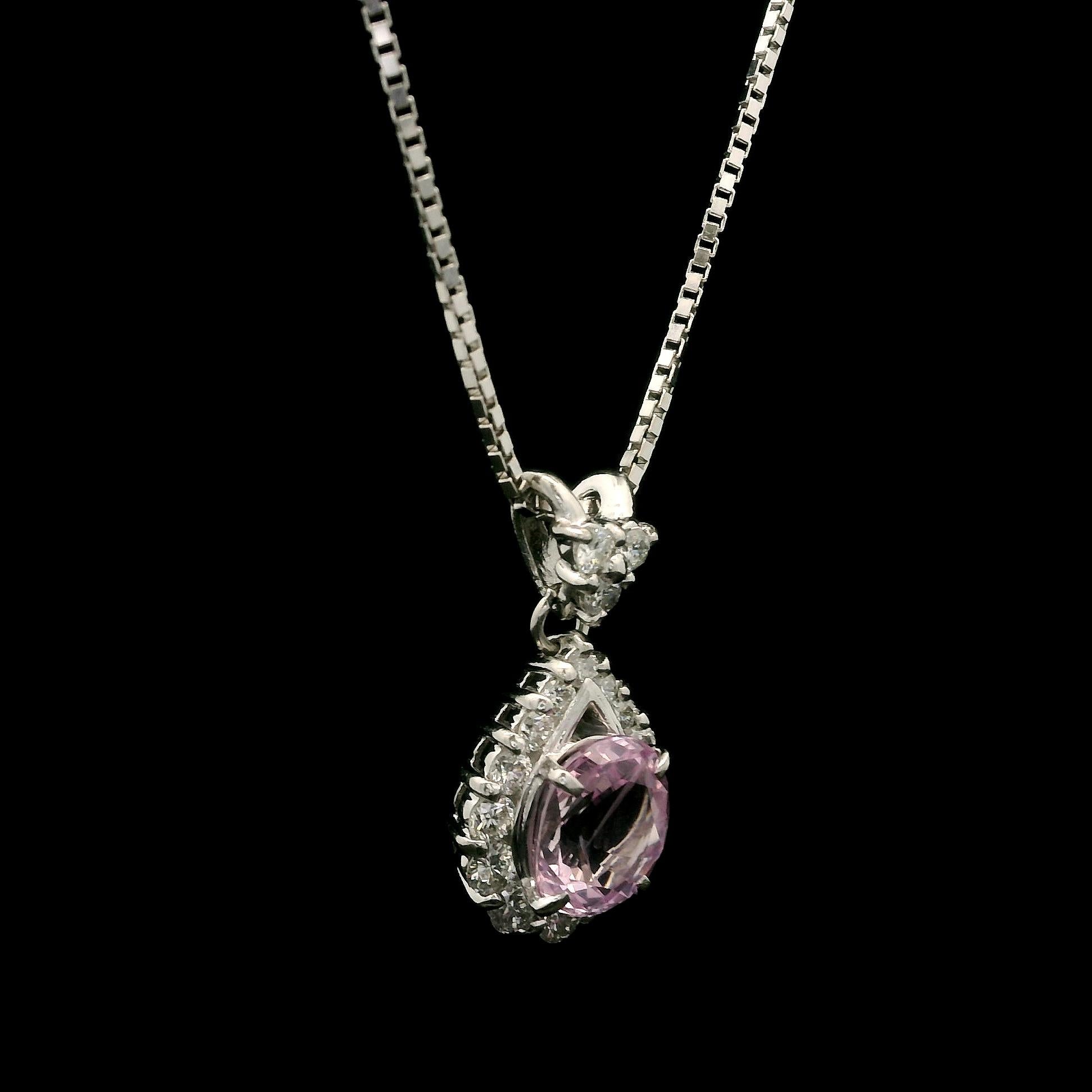 18k Gold & Platinum 2.16ctw GIA No Heat Pink Sapphire Diamond Pendant Necklace For Sale 2
