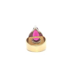 18k Gold & Platinum 6.24ctw GIA Large Pear Rubellite Tourmaline & Diamond Ring