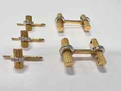18K Gold Platinum Diamond Cufflinks studs set