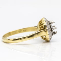 18 Karat Gold and Platinum Diamond Semi Mounting Ring