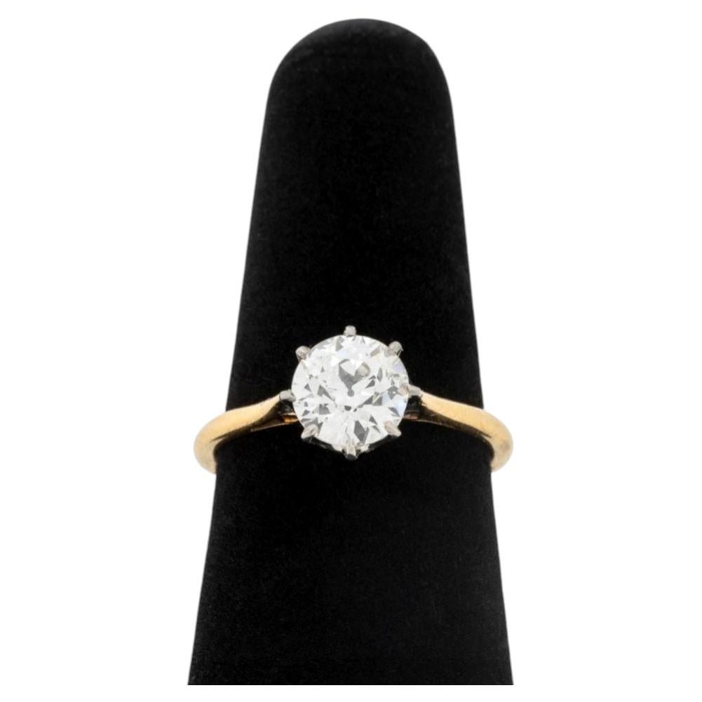 18K Yellow Gold Platinum Diamond Solitaire Ring, 1.26ct GIA Certified