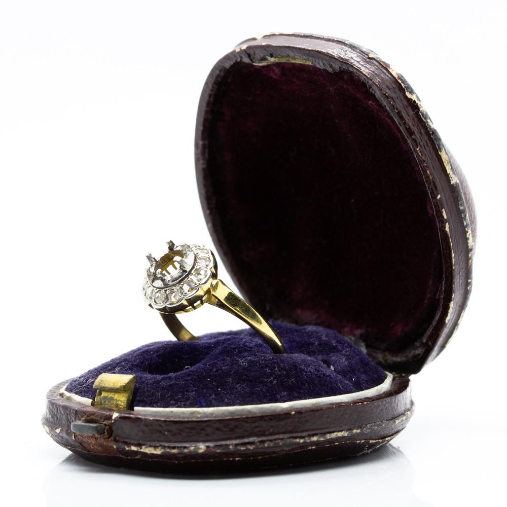 Women's or Men's 18 Karat Gold and Platinum Diamonds Semi Mounting Ring For Sale