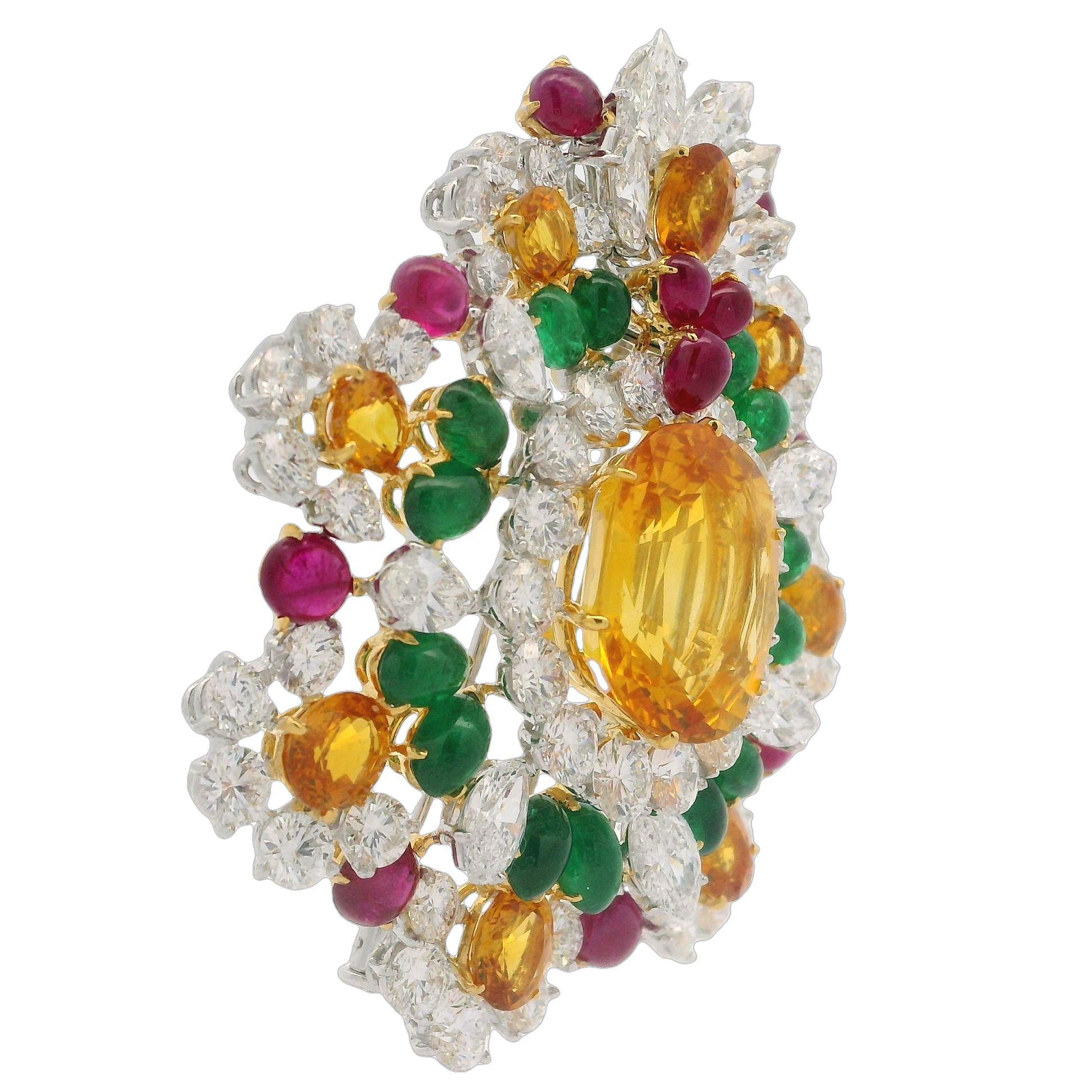 -- Stone(s) --
(1) Natural Genuine Sapphires - Cushiony Oval Cut - Prong Set - Vivid Orangy Yellow Color - 14.49ct (exact) ** See Certification Details Below for Complete Info **
(62) Natural Genuine Diamonds - Round Brilliant & Marquise Cut - Prong