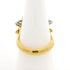 Anillo Flor Diamante Blanco Amarillo Fantasía Oro 18k y Platino GIA 5,55ctw Esmeralda