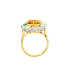 18k Gold Platinum GIA 8.89ctw Orangy Yellow Sapphire Emerald & Diamond Ring