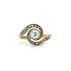 Anello in oro 18k e platino con diamante taglio Old Mine, misura 5