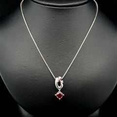 18k Gold & Platinum Pink Spinel Diamond Drop Pendant Adjustable Chain Necklace