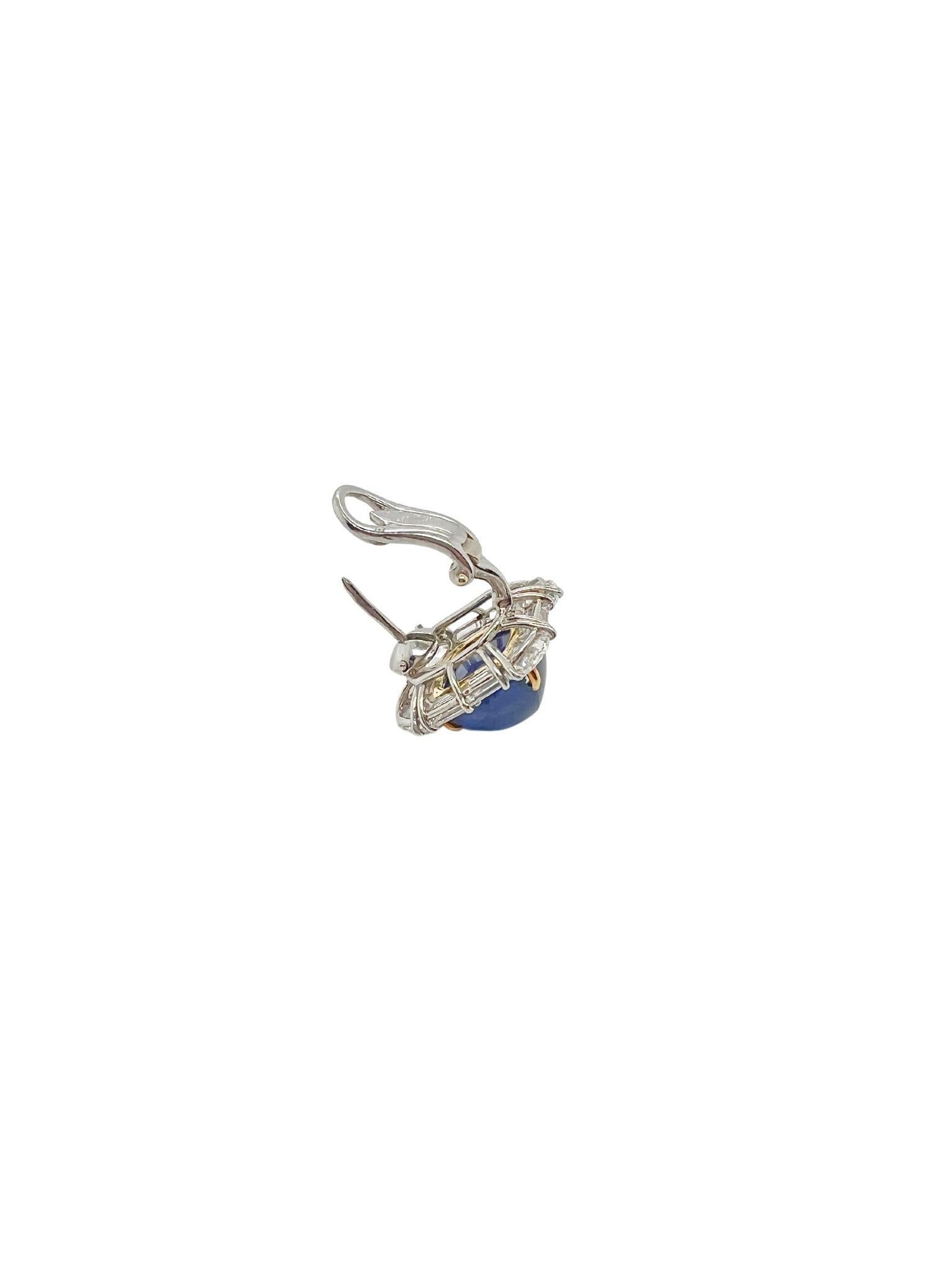 Boucles d'oreilles en or 18k, platine, saphir, diamant Pour femmes en vente